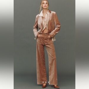 NWT Anthropologie Maeve Colette Velvet Pants in Soft Latte